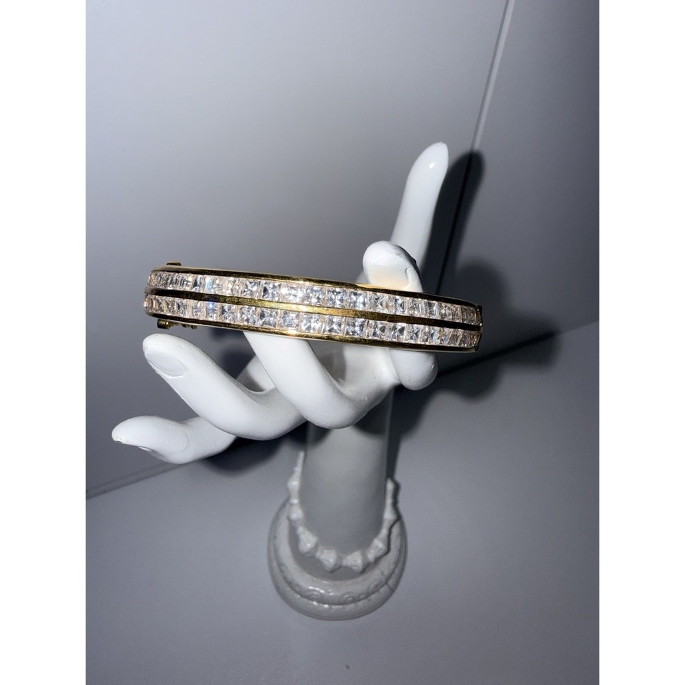 Sterling Silver‎ Gold Plated Hinged Bangle Bracelet  7"